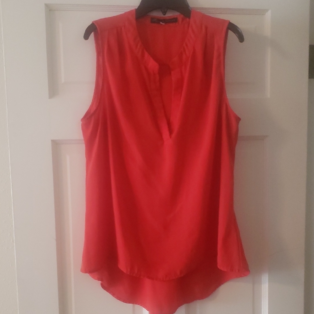 Elegant Red/Orange Sleeveless Blouse